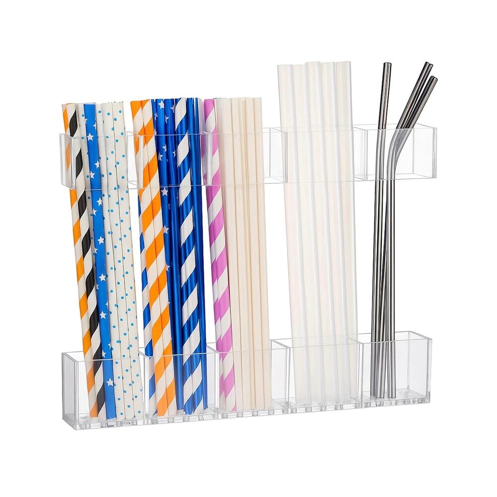 9.5" Large Acrylic Straw Holder for Cabinet Door, Reusable Straw